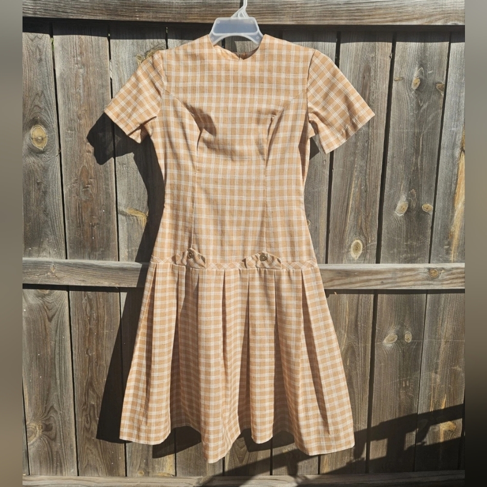 Vintage womens sz 12 dress cottagecore Academia Pleated Cotton soft girl tomato